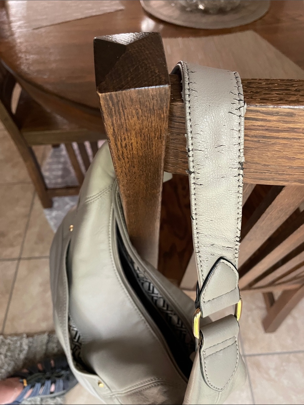Tignanello Soft Cream Leather Hobo with Gold Accents - Picture 4 of 4